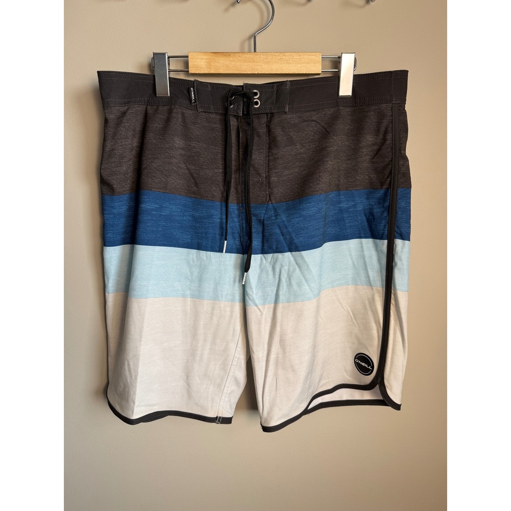 ONeill‎ Boardshorts Men 34 Colorblock Striped Trunks Four Square Beach Preppy